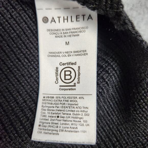 Athleta Sweater Womens Size Medium Merino Extra Fine Wool Blend Black - Picture 8 of 13